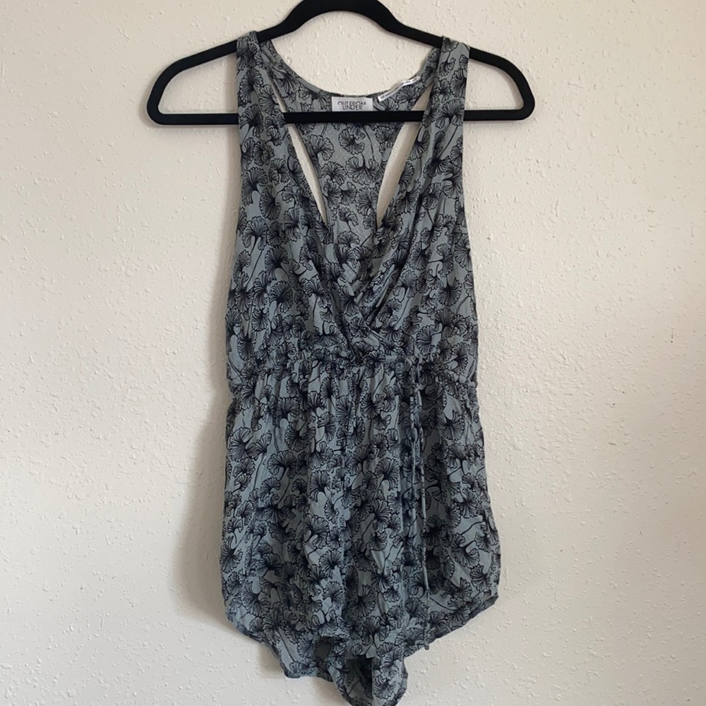 Out From Under green and blue racer back romper. Small petit.